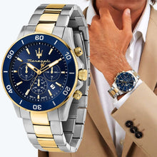 Load image into Gallery viewer, Maserati Competizione Chronograph Blue Dial Two Tone Steel Strap Watch For Men - R8873600006