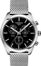 Load image into Gallery viewer, Tissot PR 100 Chronograph Black Dial Silver Mesh Bracelet Watch For Men - T101.417.11.051.01