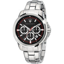 Load image into Gallery viewer, Maserati Successo Chronograph Black Dial Silver Steel Strap Watch For Men - R8873621009