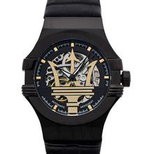 Load image into Gallery viewer, Maserati Potenza Automatic Black Dial Black Leather Strap Watch For Men - R8821108036