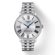 Load image into Gallery viewer, Tissot T Classic Carson Premium Powermatic 80 Silver Dial Silver Steel Strap Watch For Men - T122.407.11.033.00