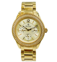 Load image into Gallery viewer, Bulova Multi Function Gold Dial Gold Steel Strap Watch for Women - 97N102