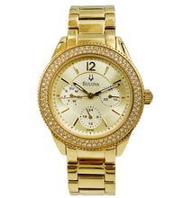 Load image into Gallery viewer, Bulova Multi Function Gold Dial Gold Steel Strap Watch for Women - 97N102