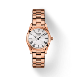 Tissot T Wave Mother of Pearl Dial Rose Gold Steel Strap Watch For Women - T112.210.33.113.00