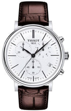 Load image into Gallery viewer, Tissot Carson Premium Chronograph White Dial Brown Leather Strap Watch For Men - T122.417.16.011.00