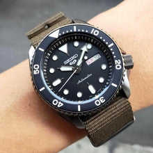 Load image into Gallery viewer, Seiko 5 Sport Automatic Black Dial Green Nylon Strap Watch For Men - SRPD65K4