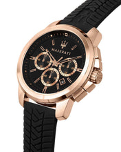 Load image into Gallery viewer, Maserati Successo 44mm Black Rose Gold Dial Black Rubber Strap Watch For Men - R8871621012