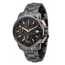 Load image into Gallery viewer, Maserati Successo Solar Black Dial Grey Steel Strap Watch For Men - R8873645001