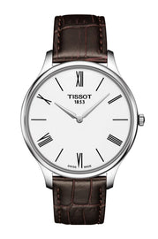 Tissot Tradition 5.5 Lady Silver Dial Brown Leather Strap Watch for Women - T063.009.16.018.00