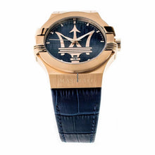 Load image into Gallery viewer, Maserati Potenza 42mm Rose Gold &amp; Blue Dial Blue Leather Strap Watch For Men - R8851108027