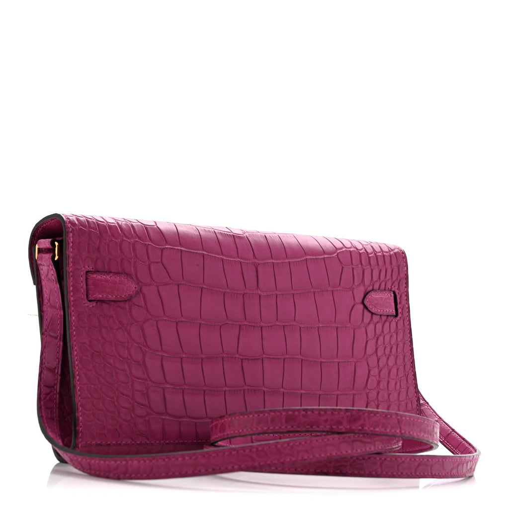 Matte Alligator Kelly Wallet To Go Rose Scheherazade