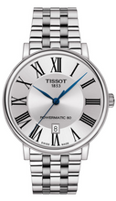 Load image into Gallery viewer, Tissot T Classic Carson Premium Powermatic 80 Silver Dial Silver Steel Strap Watch For Men - T122.407.11.033.00