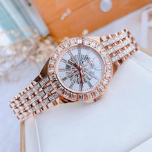 Load image into Gallery viewer, Bulova Phantom White Dial with Swarovski Baguettes Rose Gold Steel Strap Watch for Women - 98L268