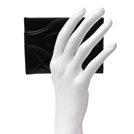 Shiny Crumpled Calfskin Quilted 31 Card Holder Black