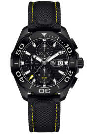 Tag Heuer Aquaracer Chronograph PVD Black Dial Black Nylon Strap Watch for Men - CAY218A.FC6361