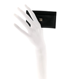 Calfskin Lizard Embossed Card Holder Black