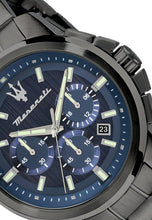 Load image into Gallery viewer, Maserati Successo Chronograph Blue Dial Black Steel Strap Watch For Men - R8873621005