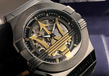 Load image into Gallery viewer, Maserati Potenza Automatic Black Dial Black Leather Strap Watch For Men - R8821108036