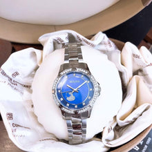 Load image into Gallery viewer, Bulova Crystal Collection Blue Mother of Pearl Dial Silver Steel Strap Watch for Women - 96L238