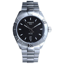 Load image into Gallery viewer, Tissot PR 100 Sport Quartz Black Dial Silver Steel Strap Watch For Men - T101.610.11.051.00