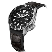 Load image into Gallery viewer, Seiko 5 Sports SKX Automatic Black Dial Black Leather Strap Watch for Men - SRPD55K2