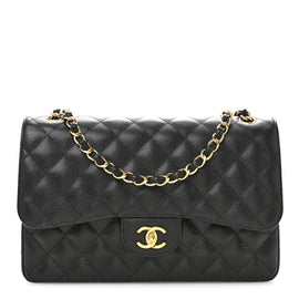 Caviar Quilted Jumbo Double Flap Black