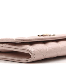 Load image into Gallery viewer, Caviar Quilted Enamel Crystal CC Flap Wallet Light Pink