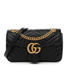 Load image into Gallery viewer, Calfskin Matelasse Small GG Marmont Shoulder Bag Black