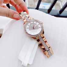 Load image into Gallery viewer, Bulova Crystal Collection Silver Dial Rose Gold Steel Strap Watch for Women - 98L229