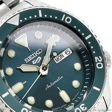 Load image into Gallery viewer, Seiko 5 Sports Automatic Green Dial Silver Steel Strap Watch For Men - SRPD61K1
