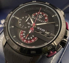 Load image into Gallery viewer, Maserati Ingegno Chronograph Black Dial Black Leather Strap Watch For Men - R8871619003