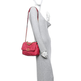 Lambskin Quilted Medium Chanel 19 Flap Dark Pink
