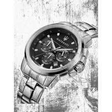 Load image into Gallery viewer, Maserati Successo Chronograph Black Dial Silver Steel Strap Watch For Men - R8873621001
