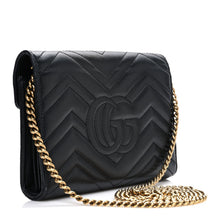 Load image into Gallery viewer, Calfskin Matelasse GG Marmont Chain Wallet Black