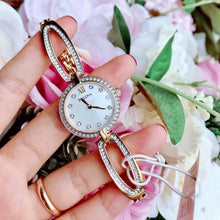 Load image into Gallery viewer, Bulova Crystal Collection Mother of Pearl Dial Gold Steel Strap Watch for Women - 98L225