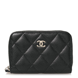 Caviar Quilted Zip Coin Purse Black