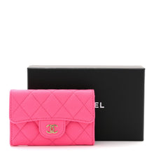 Load image into Gallery viewer, Caviar Quilted Flap Card Holder Wallet Pink