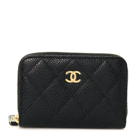 Caviar Quilted Zip Coin Purse Black