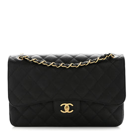 Caviar Quilted Jumbo Double Flap Black