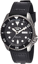 Load image into Gallery viewer, Seiko 5 Sports SKX Automatic Black Dial Black Leather Strap Watch for Men - SRPD55K2