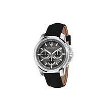 Load image into Gallery viewer, Maserati Successo 44mm Grey Dial Black Leather Strap Watch For Men - R8871621006