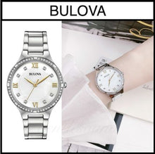 Load image into Gallery viewer, Bulova Crystal Collection Mother of Pearl Dial Silver Steel Strap Watch for Women - 96L263