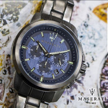 Load image into Gallery viewer, Maserati Successo Chronograph Blue Dial Black Steel Strap Watch For Men - R8873621005