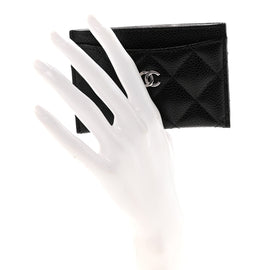 Caviar Quilted Card Holder Black