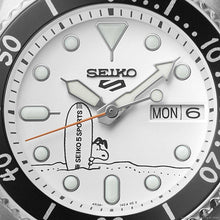 Load image into Gallery viewer, Seiko 5 Sports x Peanuts Surfboard Snoopy Limited Edition White Dial Two Tone NATO Strap Watch For Men - SRPK25K1