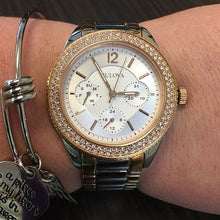 Load image into Gallery viewer, Bulova Crystal Collection Silver Dial Two Tone Steel Strap Watch for Women - 98N100