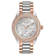 Load image into Gallery viewer, Bulova Crystal Collection Silver Dial Two Tone Steel Strap Watch for Women - 98N100