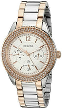 Load image into Gallery viewer, Bulova Crystal Collection Silver Dial Two Tone Steel Strap Watch for Women - 98N100