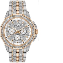 Load image into Gallery viewer, Bulova Octova Crystal Silver Dial Two Tone Steel Strap Watch for Men - 98C133