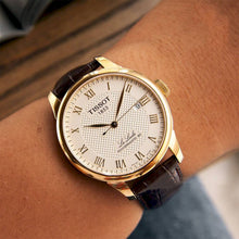 Load image into Gallery viewer, Tissot Le Locle Powermatic 80 Gold Dial Brown Leather Strap Watch For Men - T006.407.36.263.00